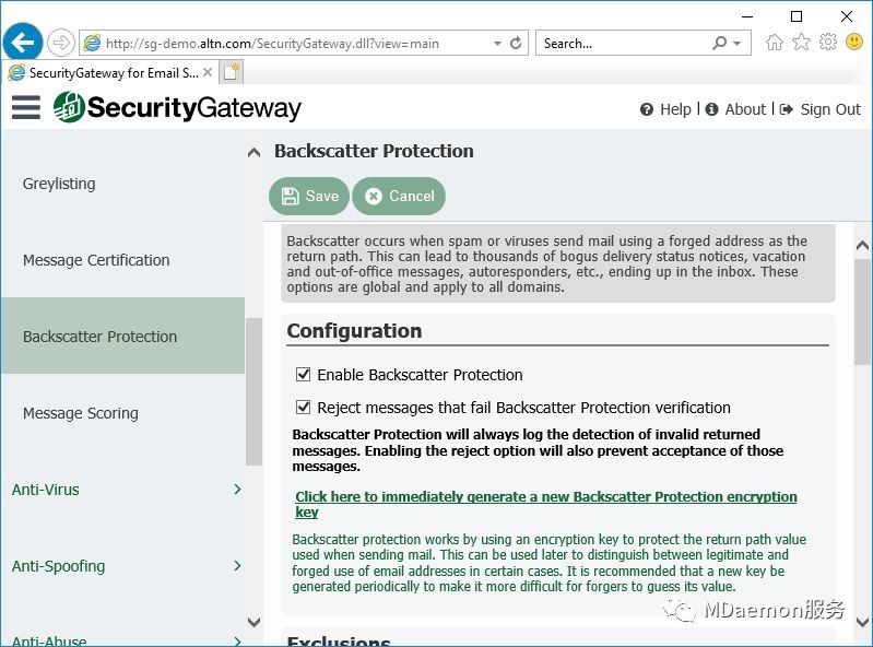 Backscatter Protection Settings in Security Gateway for Email Servers
