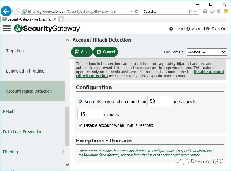 Prevent compromised email accounts from abuse with Account Hijack Detection in Security Gateway for Email Servers