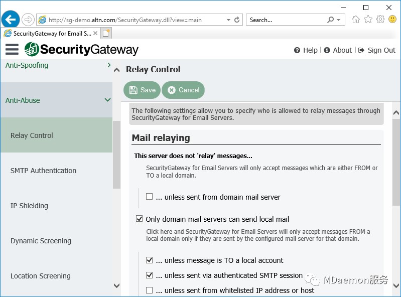 Relay Control Settings in Security Gateway for Email Serverss